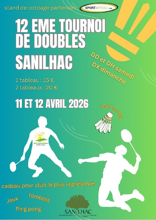 12ème tournoi de doubles de SANILHAC